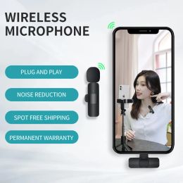 Microphones K9 Wireless Lavalier Microphone Studio Gaming pour iPhone Typec PC Computer Professional Mic Live Phone mobile K8 M21