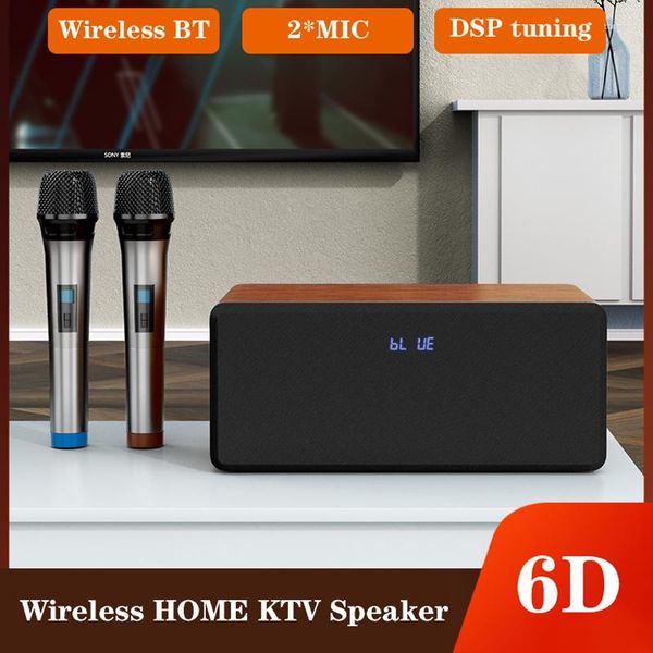Micrófonos Karaoke Home System Machine con 2 micrófonos inalámbricos DSP independiente Tarjeta de sonido incorporada MIC Altavoz Bluetooth Sing