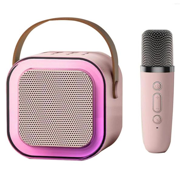 Microphones Karaoke Machine Portable Microphone sans fil BT Haut-parleur RGB Lumière 64G TF Carte Type-C Casque pour réunion de fête