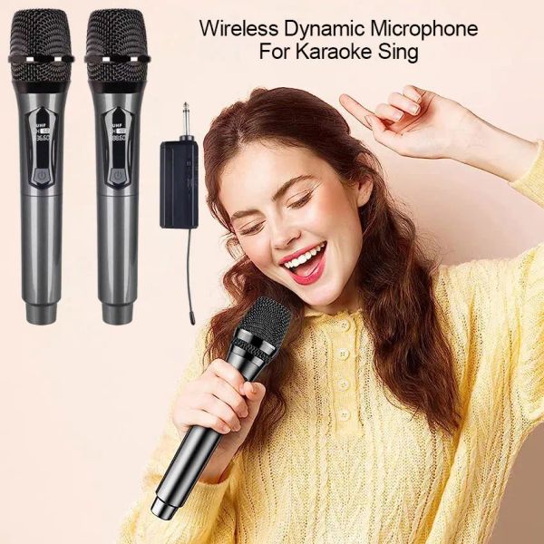 Microphones Karaoke Wireless Microphone VHF Partage rechargeable de l'église sans fil.