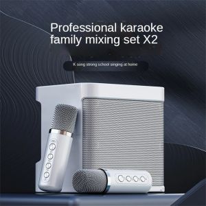 Microfoons KD203 Karaoke Machine met 2 draadloze dubbele microfoons draagbare boombox aux TF -kaart u schijfspeler spraakwisselaar voor feest