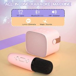 Microphones enfants karaoké tout-en-un microphone haut-parleur portable Bluetooth avec caisson de basses sans fil pour adultes jouets cadeaux