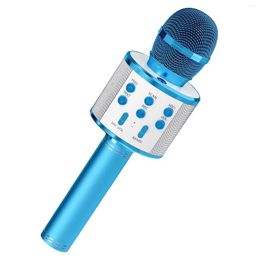 Micrófonos Micrófono para niños Micrófono portátil de mano Inalámbrico Bluetooth Karaoke para niños Niñas Regalo Fiesta de cumpleaños-Azul