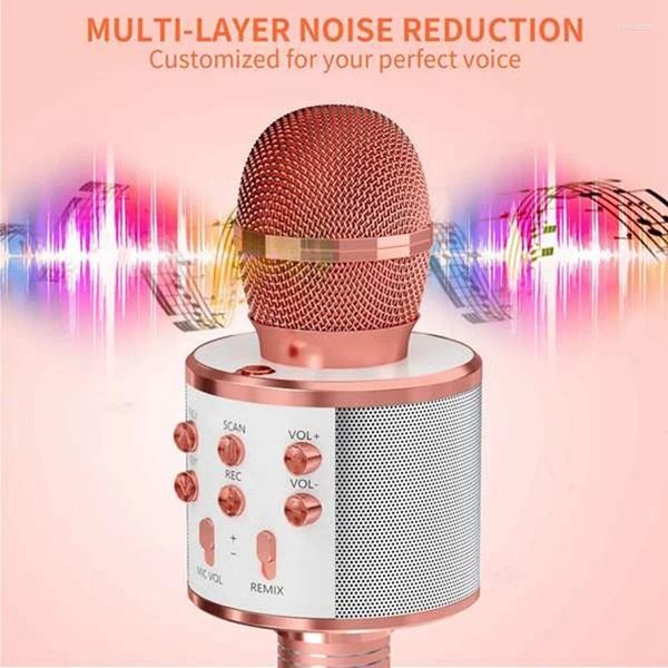 Microphones enfants Microphone portable portable sans fil Bluetooth Karaoké pour garçons filles cadeau fête d'anniversaire 2 pièces