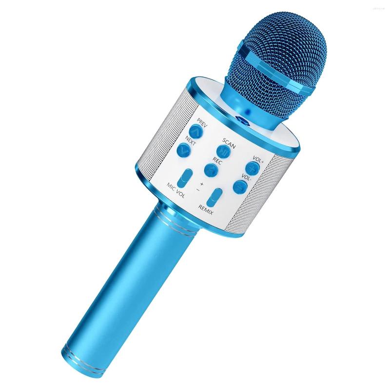 Микрофоны Детский микрофон Портативный портативный беспроводной Bluetooth Караоке для мальчиков Подарок для девочек на день рождения-синий