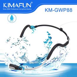 Micrófonos KIMAFUN 2.4G Auriculares inalámbricos de alta fidelidad Micrófono Fitness A prueba de sudor con receptor transmisor recargable para altavoz PA