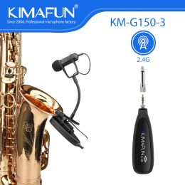Microfoons kimafun 2.4G draadloze microfoon saxsysteemclip op microfoon voor saxofoon trompet tronbone hoorn tuba muziekinstrumenten leren microfoons
