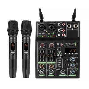 Microphones Konsol Mixer Audio 4 Saluran Satu untuk Dua Mikrofon Nirkabel Bluetooth K Song Karaoke UF4 M BT UHF Perekam Langsung Baru 230905