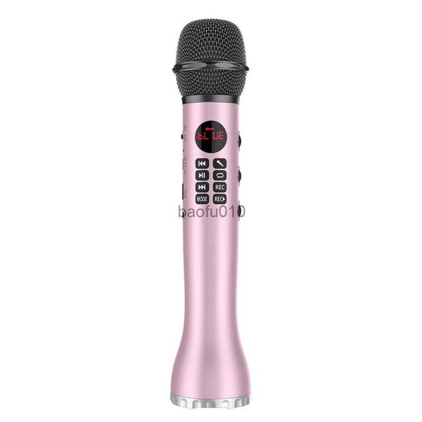 Microphones L-598 Handheld Mini K Song Microphone Fonction de carte TF Haut-parleur sans fil Écran d'affichage LED Réduction du bruit KTV Mic de chant HKD230818