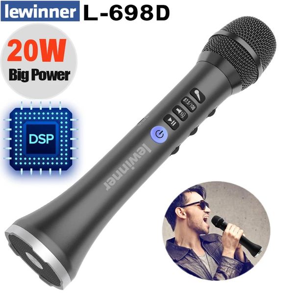 Microphones Lewinner L698DSP professionnel 20W Bluetooth karaoké Microphone haut-parleur Portable sans fil Mini maison KTV pour chanter et jouer de la musique