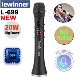 Microphones Lewinner L699 Microphone karaoké professionnel haut-parleur sans fil microphone Bluetooth Portable pour support téléphonique enregistrement TF play
