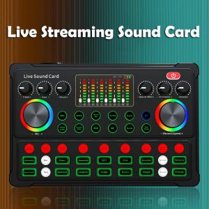 Microfoons live sound card podcast -apparatuur microfoon audiomixer dj audio sound mixer spraakwisselaar live streaming game zangrecord