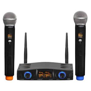 Microphones Lomeho LO-U21 2 voies 2x16 Fréquence réglable 2 Écran LCD Party de l'écran de l'église DJ de l'église Karaoke Microphone sans fil T220916