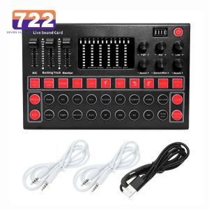 Microfoons M9 Sound Card Mixer Live Broadcast Studio Telefoon Computergeluid Adapter Ruisreductie Externe USB Audio Interface