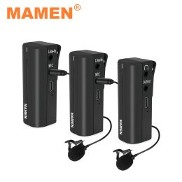 Microphones MAMEN 2,4 GHz Wireless Lavalier Enregistrement Microphone Battery Batter