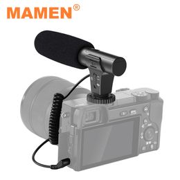 Microphones MAMEN Microphone d'enregistrement à prise audio 35 mm avec câble à ressort Mode de commutation à une touche pour appareil photo de téléphone portable Enregistrement vidéo universel 230518