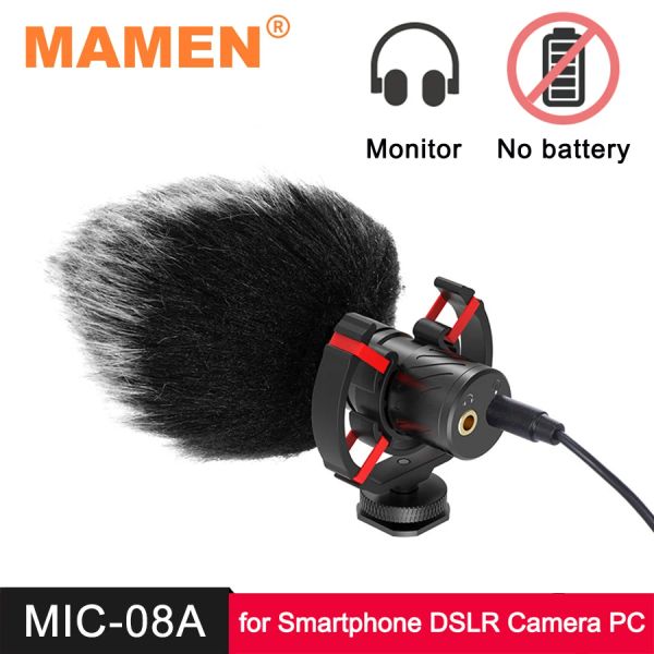 Microphones Mamen Aluminium Alloy Professional Vlog Shotgun Microphone Video Monitor micro pour smartphone dslr caméra pc enregistrement microphone