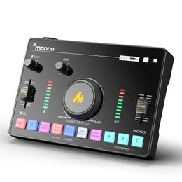Microfoons Maono AMC2 Neo Professionele geluidskaart Audio Interface Mixer met 48V fantoomvoeding voor smartphone PC Live streaming opname 231129