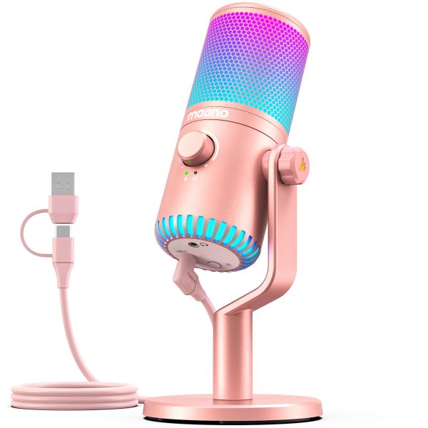 Micrófonos maono DM30 RGB Gaming Micrófono USB USB Microfono Mic Mic Mic con ganancia de micrófono y luz RGB para PC, teléfono, podcasting