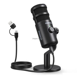 Microphones Maono Microphone USB dynamique avec connecteur Typec pour téléphone, contrôle du volume, enregistrement de micro métallique, jeu en streaming DHb5N