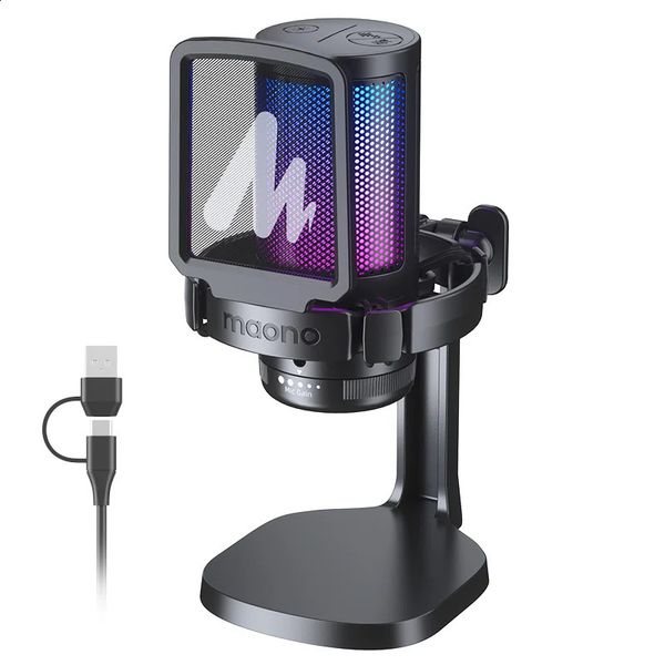 Microphones Maono Gamerwave DGM20 micro USB micro de jeu micro à condensateur micro RGB micro antibruit avec Gain du micro lumière rvb une touche muet 231109