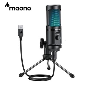 Microphones MAONO Gaming USB Microphone bureau condensateur Podcast Microfono enregistrement Microphones en Streaming avec lumière respiratoire PM461TR RGB 230920