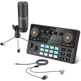 Microphones MAONO Carte son Interface audio CASTER LITE AM200S1 Kit de mixage de microphone à condensateur Allinon pour diffusion en direct Podcasting 230518