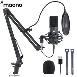 Microfoons Maono USB Microfoon Kit Professionele podcast condensor MIC 192 kHz/24bit voor PC Karaoke YouTube Studio Recording Microfone A04