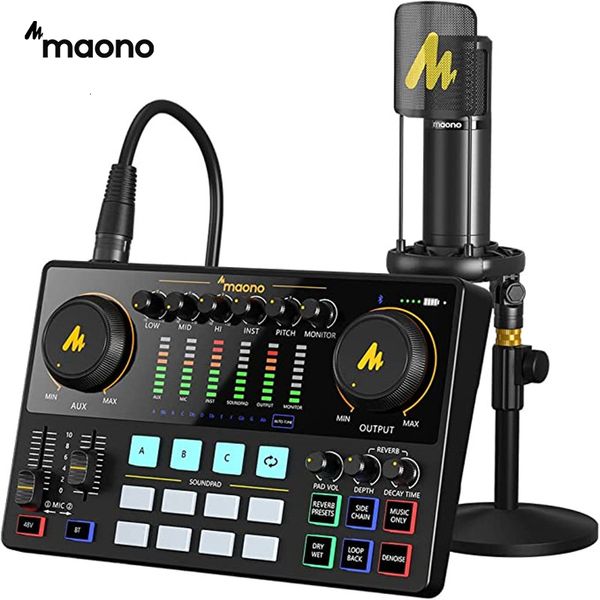 Microphones Maonocaster Carte Son Ensemble Avec Microphone XLR Interface Audio Podcasting pour DJ Live Streaming Téléphone Ordinateur PC AME2A 230518