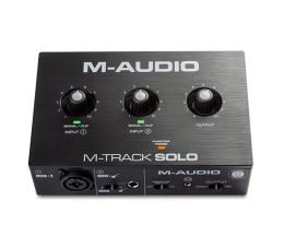 Micrófonos Maudio Mtrack Solo Professional Sound Card 2 CHANNEL USB Interfaz de grabación con preamplificador de cristal para Mac y PC