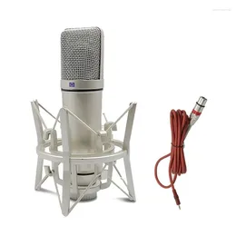 Micrófonos Estudio de micrófono profesional de metal para juegos de computadora Grabación de canto Podcast Tarjeta de sonido