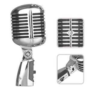 Microphones Metal Vintage Microphone pour Shure 55sh Simulation Classic Retro Dynamic Vocal Mic Universal Stand for Live Performance Karaoke