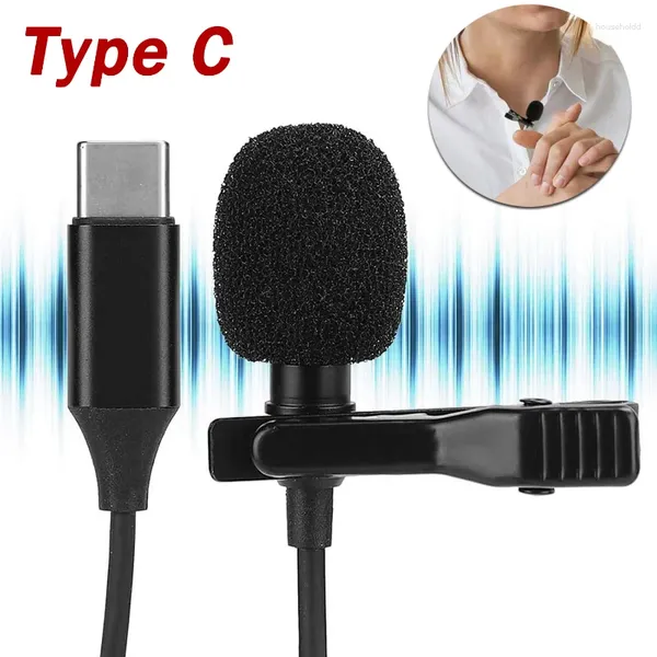 Micrófonos Micrófono para cantar Podcast Mini Tipo C 3,5 mm Clip Lavalier Lapel Mic Grabación de voz PC móvil portátil