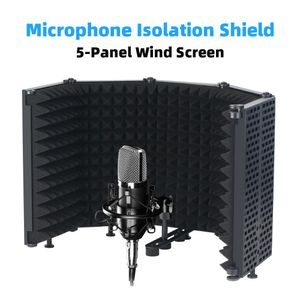 Microphones Microphone Isolation Shield 5 panneaux pare-vent pour Studio d'enregistrement pliable haute densité absorbant mousse éponge