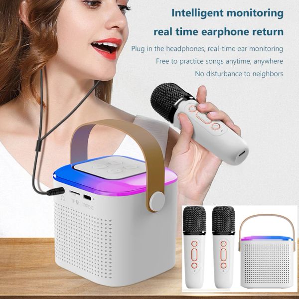 Microphones Microphone Karaoke Machine Machine portable Bluetooth 5.3 Système de haut-parleur PA avec 12 microphones sans fil Plate-chant de la famille à domicile