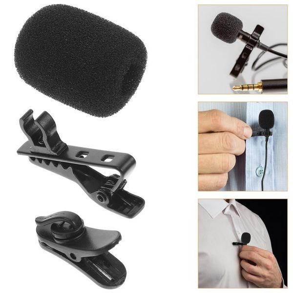 Microphones Microphone Clips de micro Couvre-fils Couverture de fil Éponge en plastique Mousse Pare-brise Revers Accessoire Cravate Lavalier Décolleté miniature