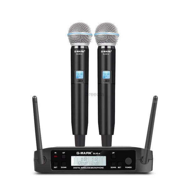 Micrófonos micrófonos inalámbricos G-mark Glxd4 Professional UHF System Mic Mic para la banda de bodas del discurso del habla Iglesia del hogar 240408