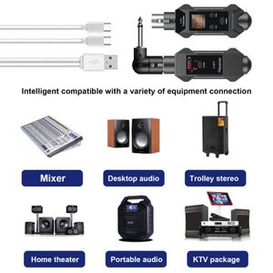 Micrófonos Sistema inalámbrico de micrófono Miceles Transmisores inalámbricos Sistema recargable de 2.4 GHz Guitarra inalámbrica Audiotransmisión Sistema48V