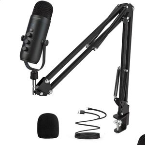 Microphones Microphones Professionnel USB Streaming Podcast PC Microphone Studio Cardioïde Condensateur Micro Kit Avec Bras De Flèche Pour L'enregistrement Otplu