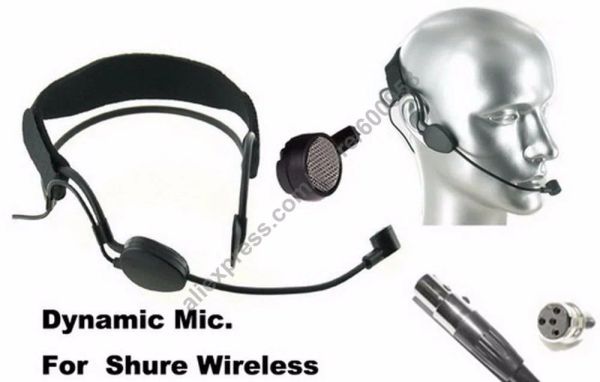 Microphones Micwl Top Quality Cardiod Dynamic Headset Microphone For Shure Wireless Headreworn portant micro mini xlr ta4f 4pin me3Dyulx