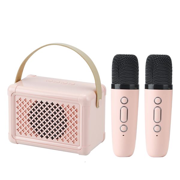 Microphones Mini machine de karaoké haut-parleur Bluetooth portable avec ensemble de microphones Machine de haut-parleur de micros de karaoké portable pour enfants 230725