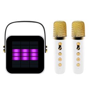 Microphones Mini machine de karaoké avec microphone Haut-parleur Bluetooth sans fil avec micros de karaoké portables pour enfants et adultes Home Party 230725