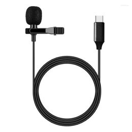 Micrófonos Mini micrófono USB tipo C Mic con cable Solapa Lavalier Clip-on Tipo-C para grabación de teléfono inteligente Canto de YouTube
