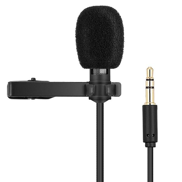 Micrófonos Mini micrófono portátil Grabación de audio Condensador Collar Clip Solapa Lavalier Micrófonos con cable de 3,5 mm para teléfono PC Conferencia portátil