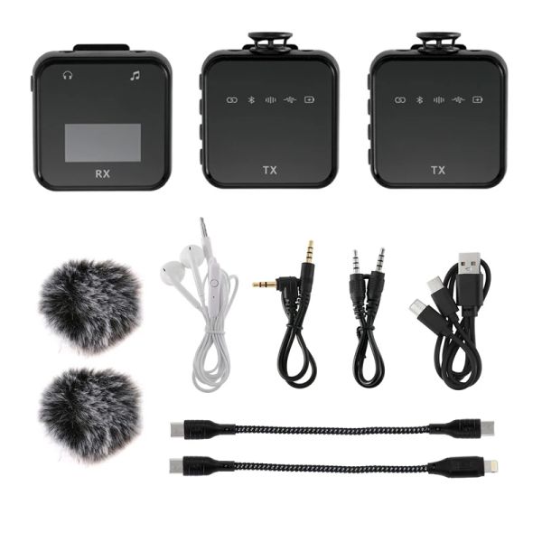 Microphones Mini Wireless Lavalier Microphone System VIDEO VIDEO VIDE VOCIE Mic pour iPhone ou téléphone mobile Android Streaming en direct