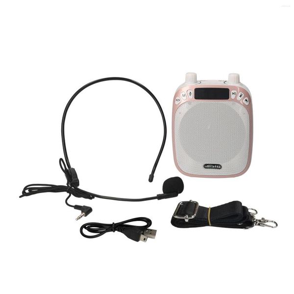 Micrófonos Altavoz multifuncional Enseñanza Guía de compras Altavoz con auriculares Cinturón Soporte Micrófono Bluetooth Tarjeta TF Registro