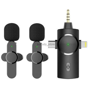 Microphones Nouveaux mini microphone lavali sans fil 3-en-1 pour l'iPhone Android Live Game Interview Vlog Camera Phone Microphoneq