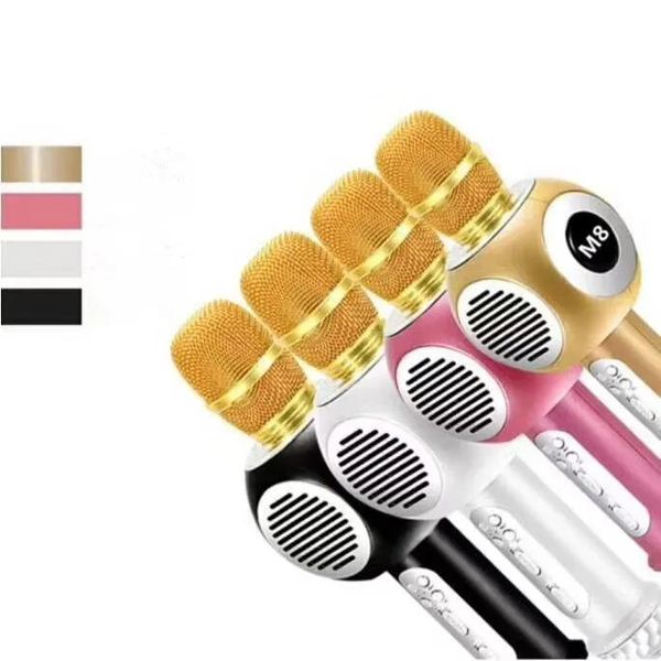 Microphones Nouvelle mode USB Microphone KTV karaoké portable micro haut-parleur sans fil Microphone M8 pour IOS Android Smartphone et TV