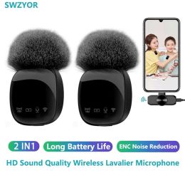 Microphones New R8 Wireless Lavalier Microphone Portable Audio Video Enregistrement mini micro pour iPhone Android Live Broadcast Gaming Phone Mic