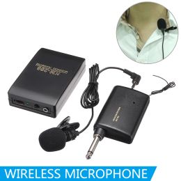 Microfoons Nieuwe draadloze microfoon FM -zender Zwarte clip op microfoonsysteemset Audio Voice 20m afstand Rapelontvanger Accessoires